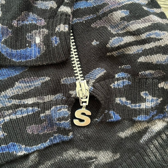 Desigual | Black and Blue Animal Print Patterned Sweater Size Extra Small - Picture 5 of 13